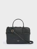 Black Kellie Croc Grain Leather Laptop Bag