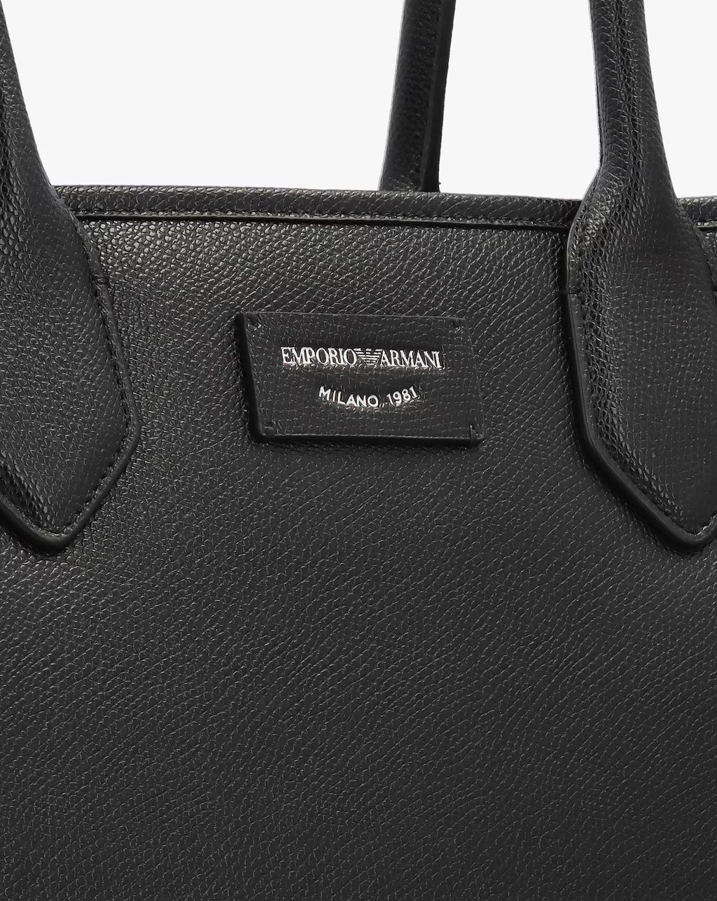 Emporio Armani Grana Black Leather Winged Shopper Bag - Interior view