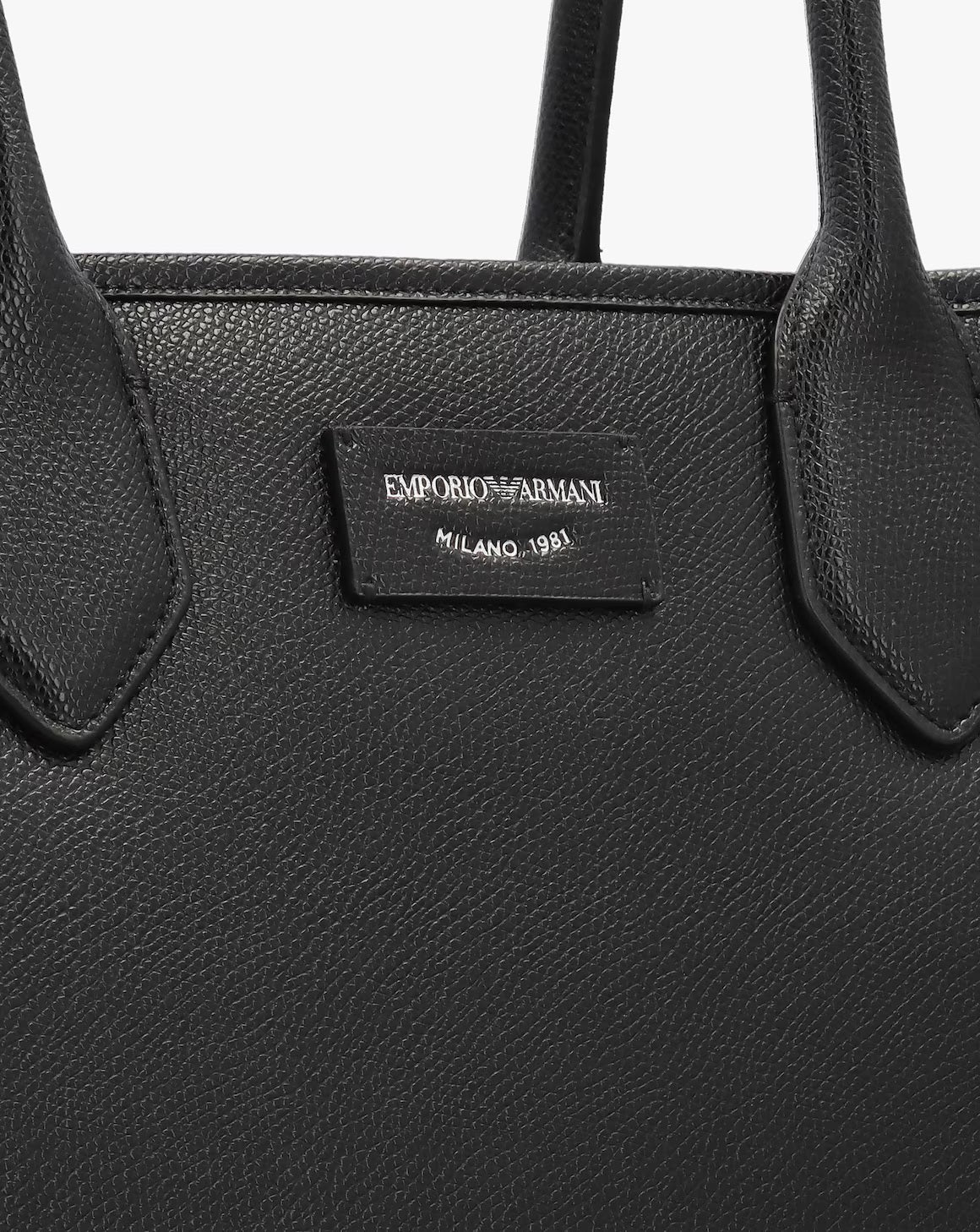 Emporio Armani Grana Black Leather Winged Shopper Bag - Interior view