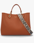 Emporio Armani Tan Pebbled Shopper With Pouch - Front view