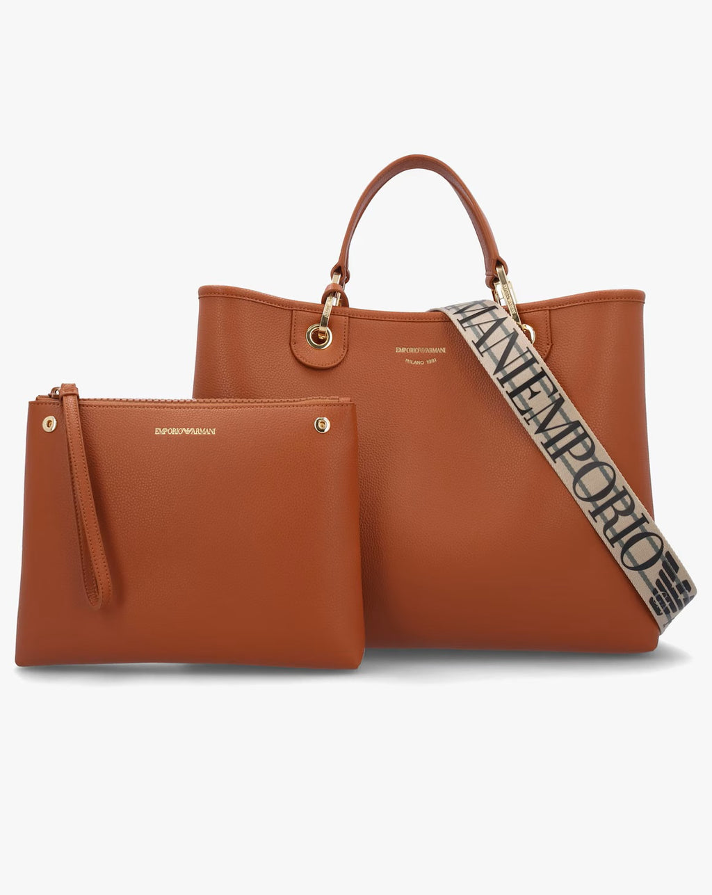 Emporio Armani Tan Pebbled Shopper With Pouch - Pouch view