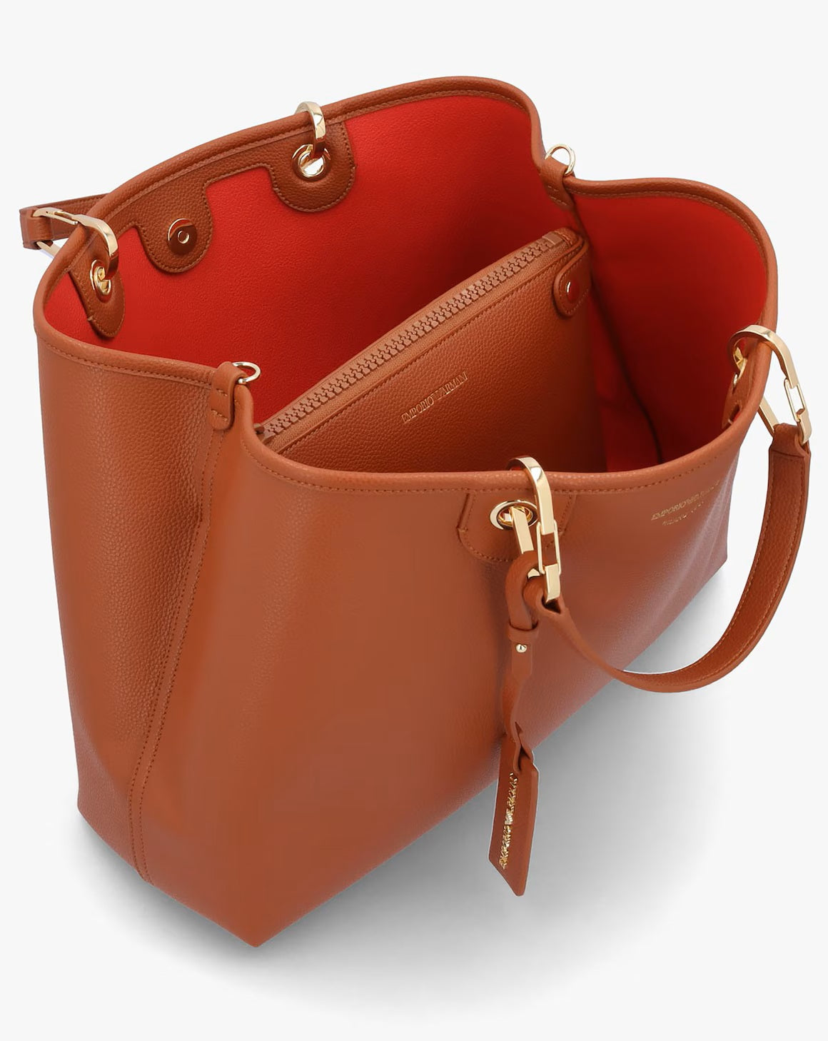 Emporio Armani Tan Pebbled Shopper With Pouch - Set view